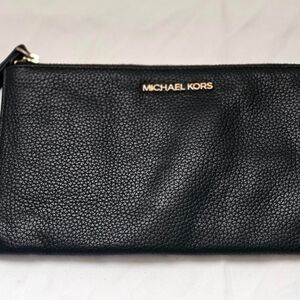 Michael Kors Black Leather Wristlet